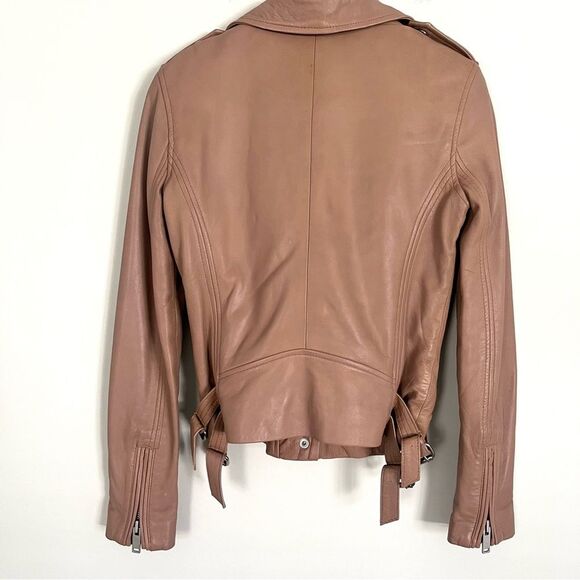 Amaryllis Clay/Pink 100% Leather Moto Style Jacket, Size XS NWOT - Picture 3 of 15